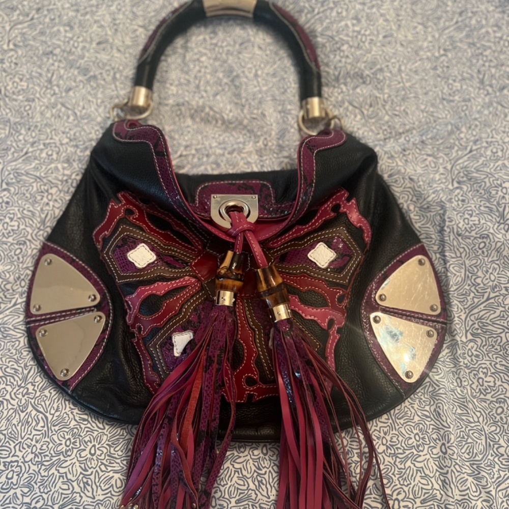Gucci RARE LIMITED Indy Leather Python Tassel Hobo Large Bag - Picture 7 of 7